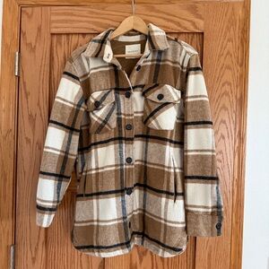 Thread & Supply Brown Plaid Shacket Size Small
